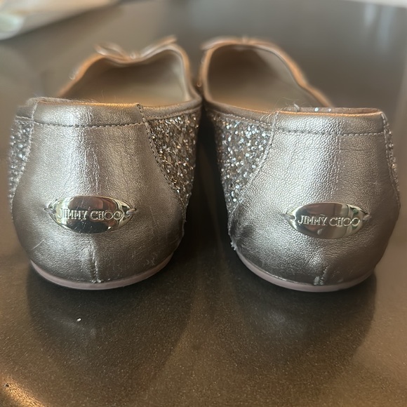 Jimmy Choo Walsh Glittered Leather Ballet Flats - Picture 4 of 6